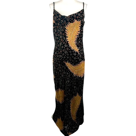 Nasty Gal Black Burnout Velvet Leaf Floral Print Whimsigoth Whimsical Dress Sz 8 - Picture 1 of 10